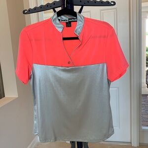 Jamie Sadock Coral/Gray Golf Top sz M